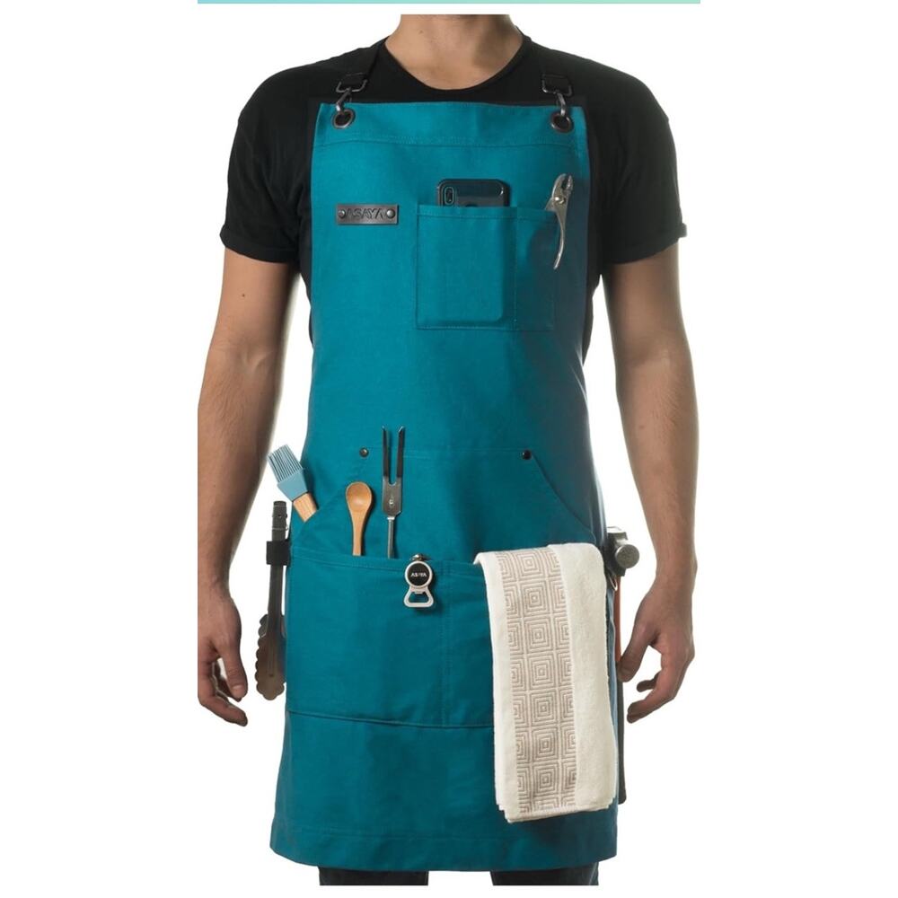 Chef Apron for Men and Women + Hand Towel and Bottle Opener - 10Oz Canvas AM5